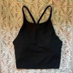 Black longline bra/ cropped tank top with built in bra
